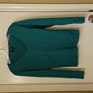 Vintage Ladies Emerald green Talbots V-neck Sweater petite L